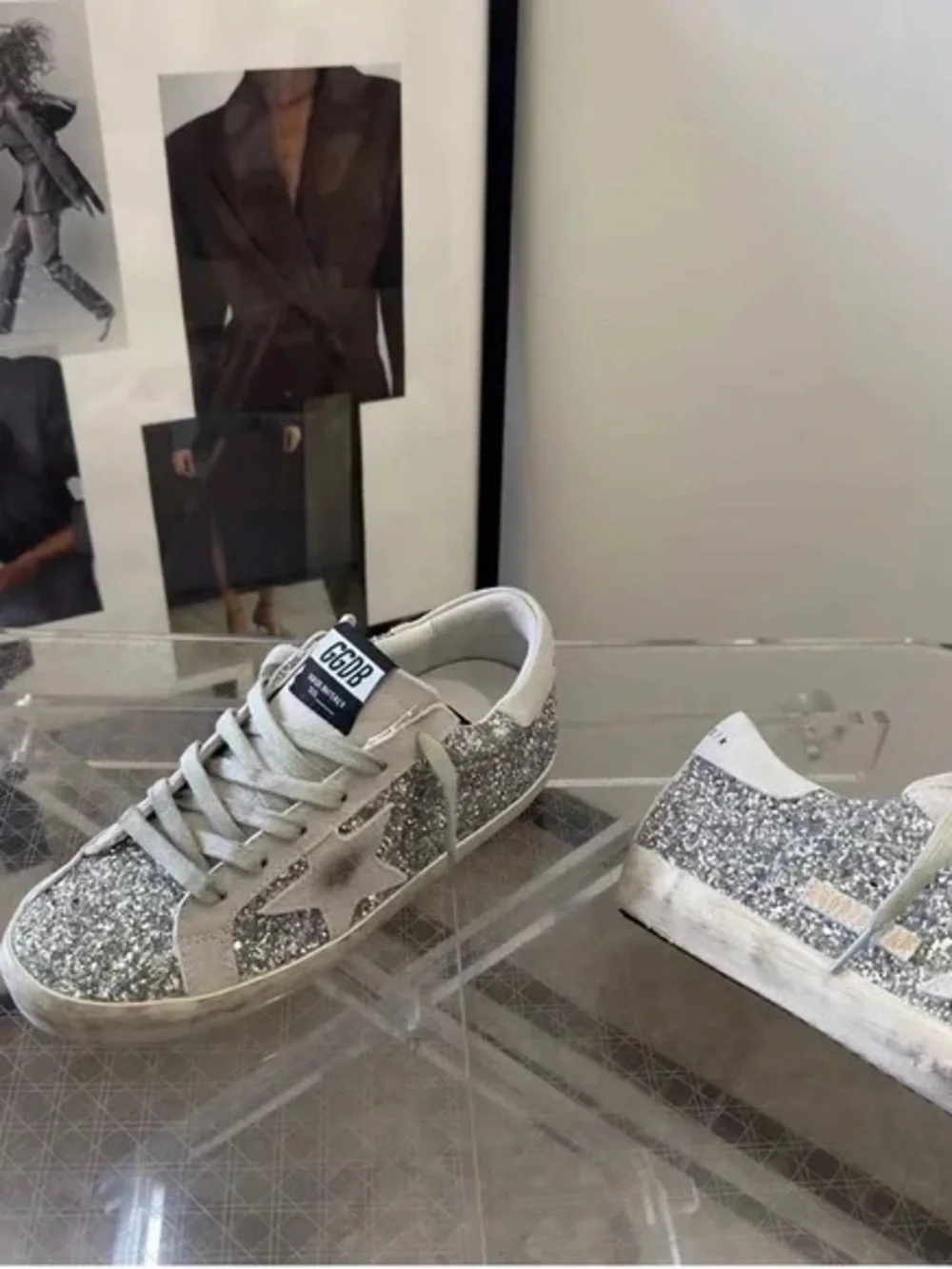 Golden Goose Silver Glitter Superstar Sneakers with Star Detail - Picture 9 of 9
